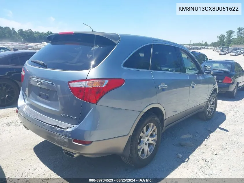 2008 Hyundai Veracruz Gls/Limited/Se VIN: KM8NU13CX8U061622 Lot: 39734529