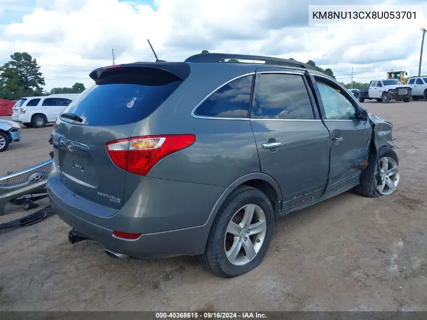 2008 Hyundai Veracruz VIN: KM8NU13CX8U053701 Lot: 40368615