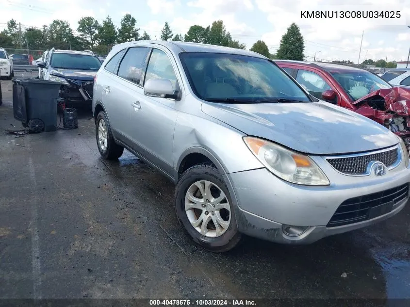 2008 Hyundai Veracruz VIN: KM8NU13C08U034025 Lot: 40478575