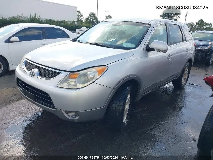 2008 Hyundai Veracruz VIN: KM8NU13C08U034025 Lot: 40478575