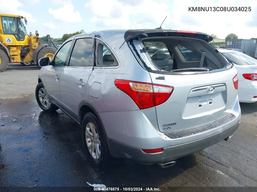 2008 Hyundai Veracruz VIN: KM8NU13C08U034025 Lot: 40478575