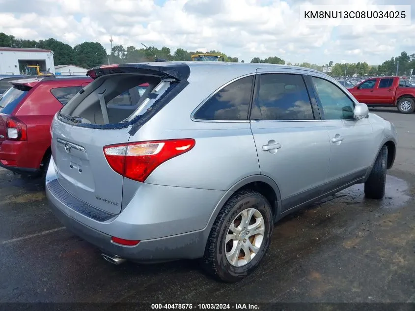 2008 Hyundai Veracruz VIN: KM8NU13C08U034025 Lot: 40478575