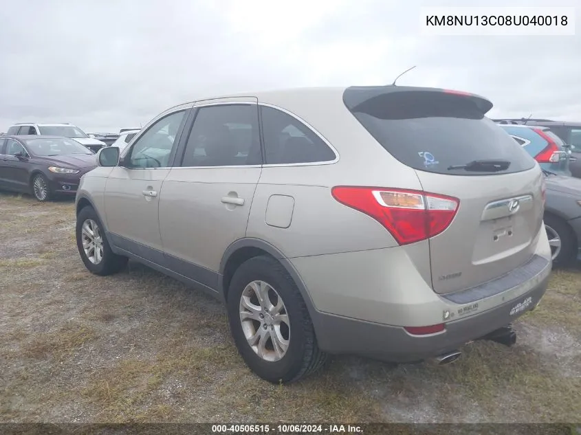 2008 Hyundai Veracruz Gls/Se/Limited VIN: KM8NU13C08U040018 Lot: 40506515