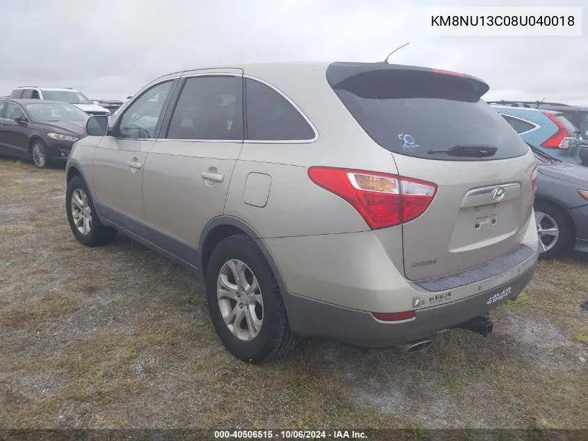 2008 Hyundai Veracruz Gls/Se/Limited VIN: KM8NU13C08U040018 Lot: 40506515