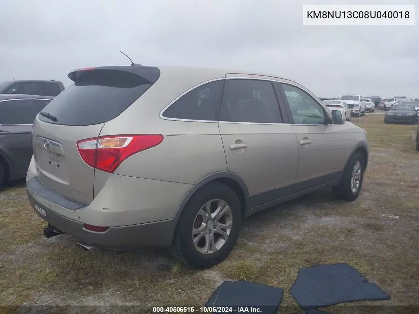 2008 Hyundai Veracruz Gls/Se/Limited VIN: KM8NU13C08U040018 Lot: 40506515