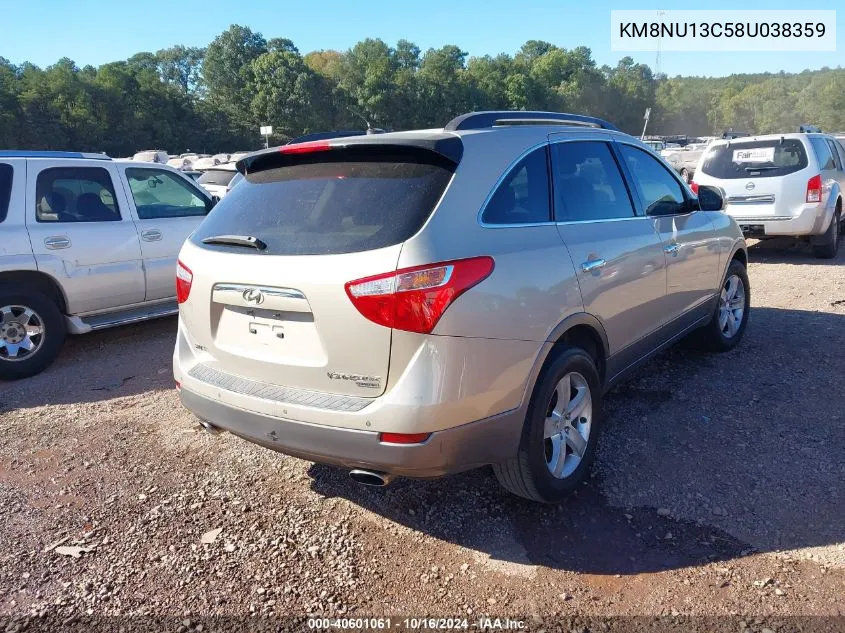 2008 Hyundai Veracruz Gls/Limited/Se VIN: KM8NU13C58U038359 Lot: 40601061