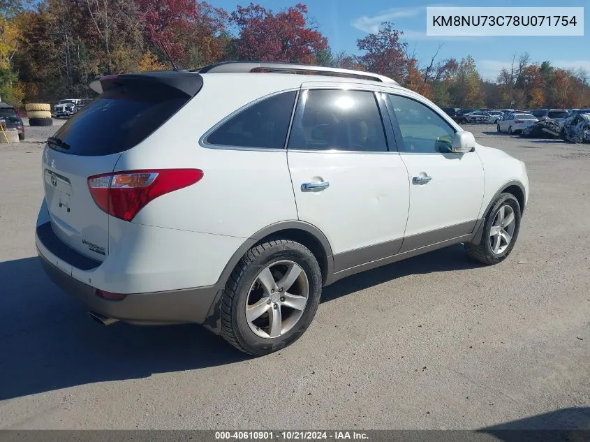 2008 Hyundai Veracruz Gls/Limited/Se VIN: KM8NU73C78U071754 Lot: 40610901