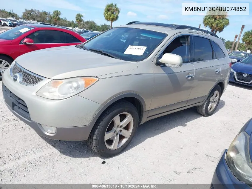 2008 Hyundai Veracruz Gls/Limited/Se VIN: KM8NU13C48U074852 Lot: 40633819