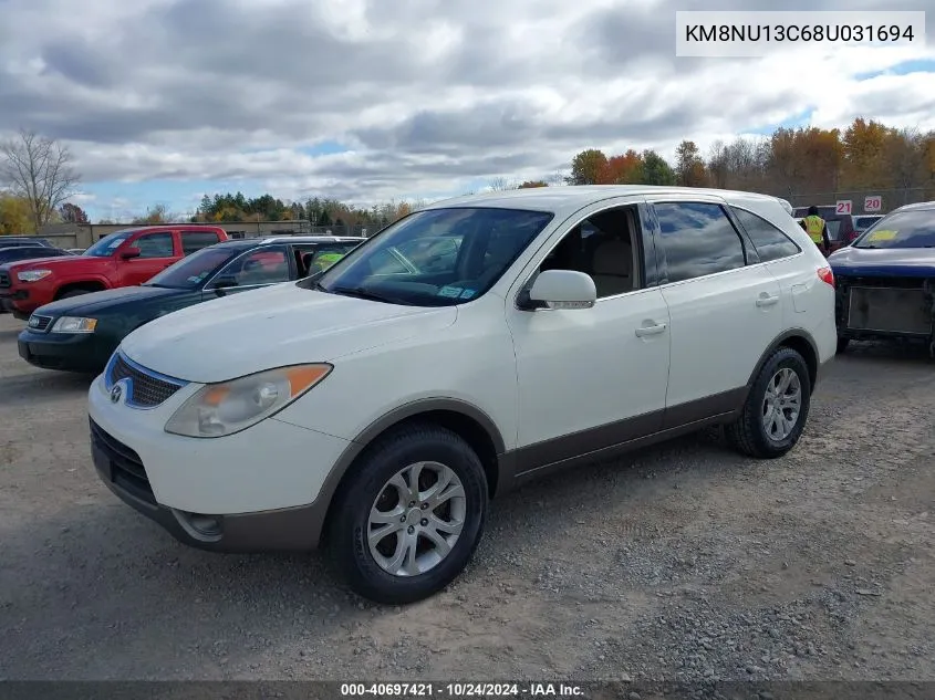 2008 Hyundai Veracruz Gls/Limited/Se VIN: KM8NU13C68U031694 Lot: 40697421