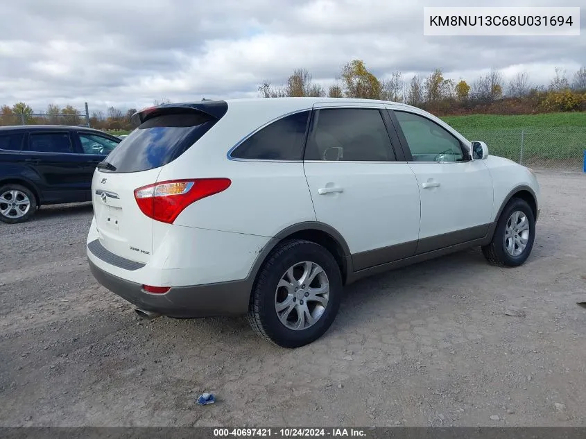 2008 Hyundai Veracruz Gls/Limited/Se VIN: KM8NU13C68U031694 Lot: 40697421