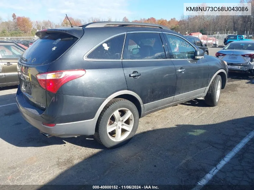 2008 Hyundai Veracruz Gls/Limited/Se VIN: KM8NU73C68U043086 Lot: 40800152