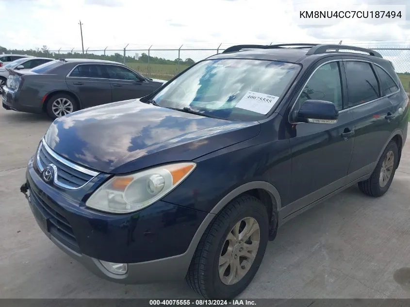 2012 Hyundai Veracruz Gls VIN: KM8NU4CC7CU187494 Lot: 40075555