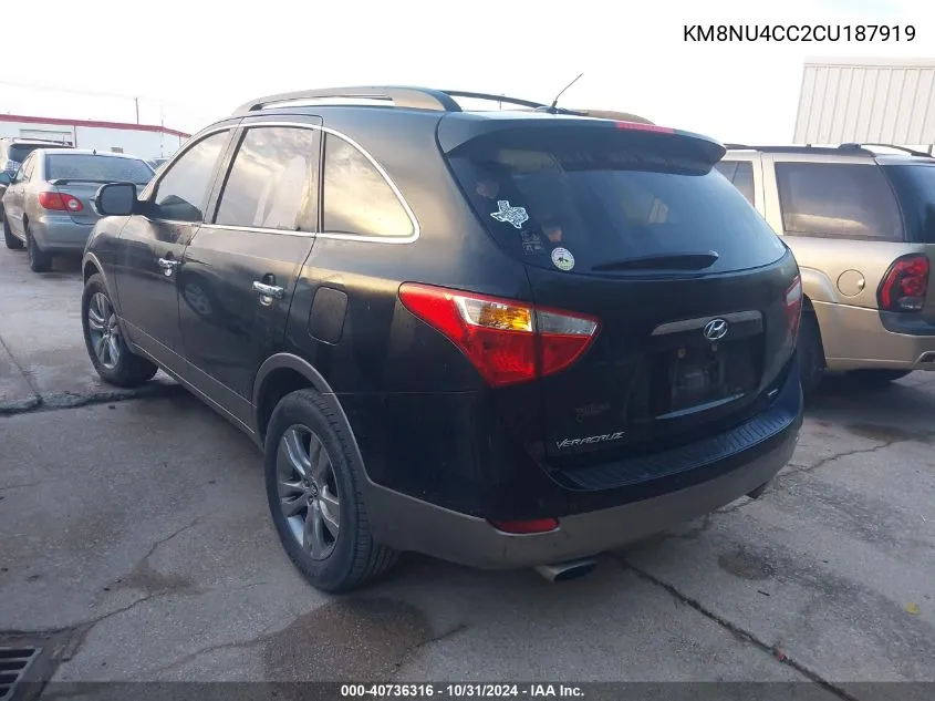 2012 Hyundai Veracruz Limited VIN: KM8NU4CC2CU187919 Lot: 40736316