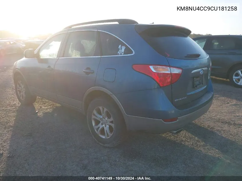 2012 Hyundai Veracruz Gls VIN: KM8NU4CC9CU181258 Lot: 40741149