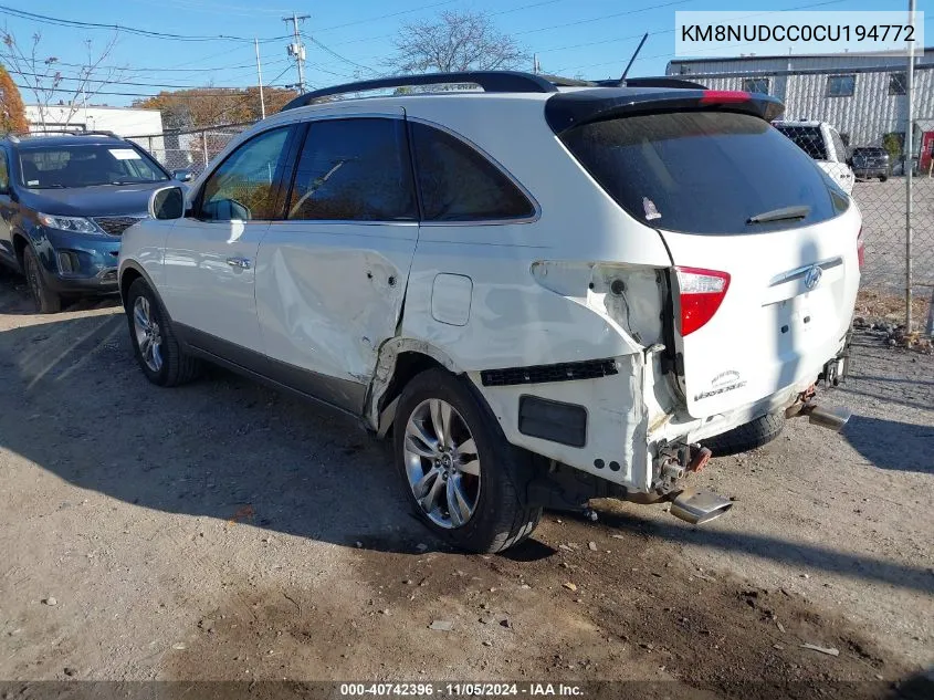 2012 Hyundai Veracruz Limited VIN: KM8NUDCC0CU194772 Lot: 40742396