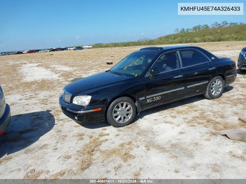 2004 Hyundai Xg350 L VIN: KMHFU45E74A326433 Lot: 40681411