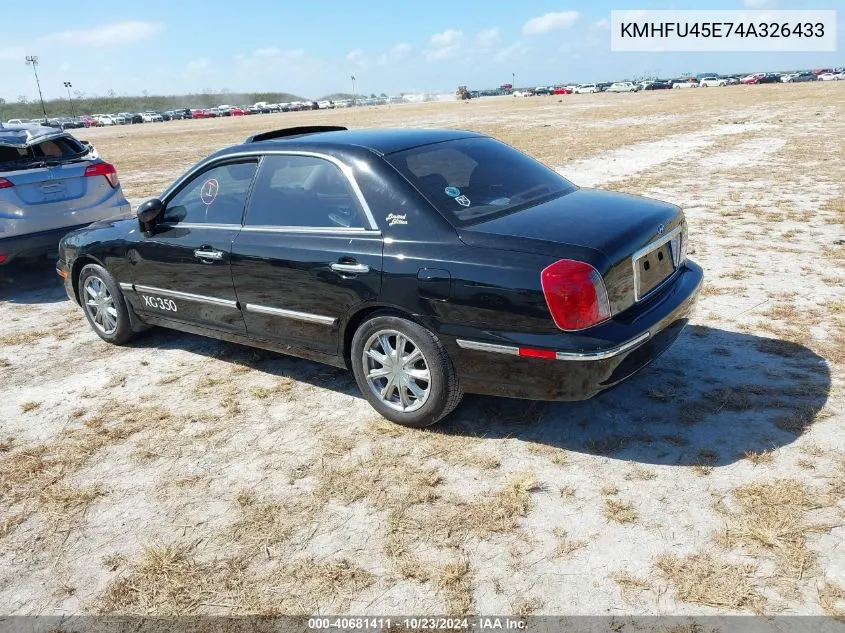 2004 Hyundai Xg350 L VIN: KMHFU45E74A326433 Lot: 40681411