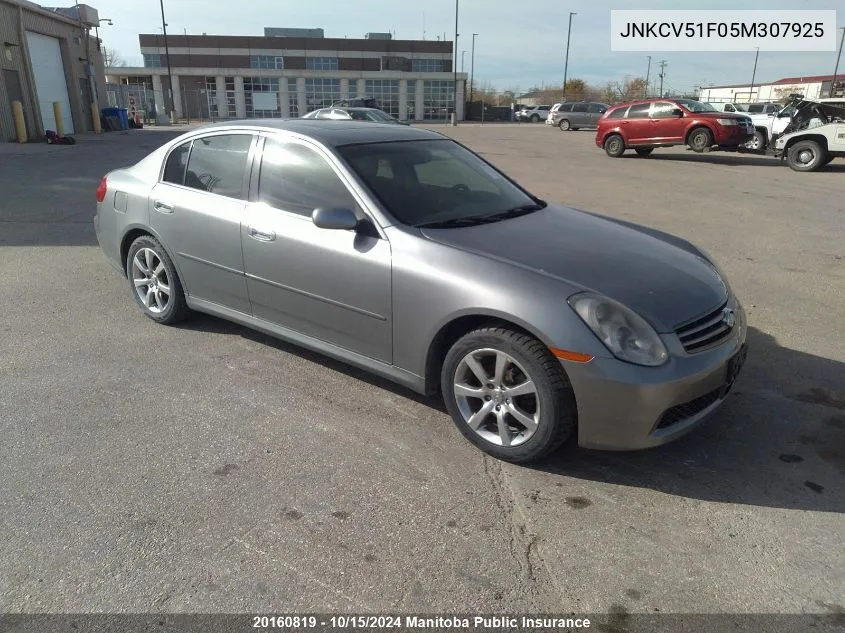 JNKCV51F05M307925 2005 Infiniti G35X Premium