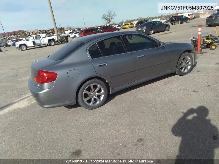 JNKCV51F05M307925 2005 Infiniti G35X Premium