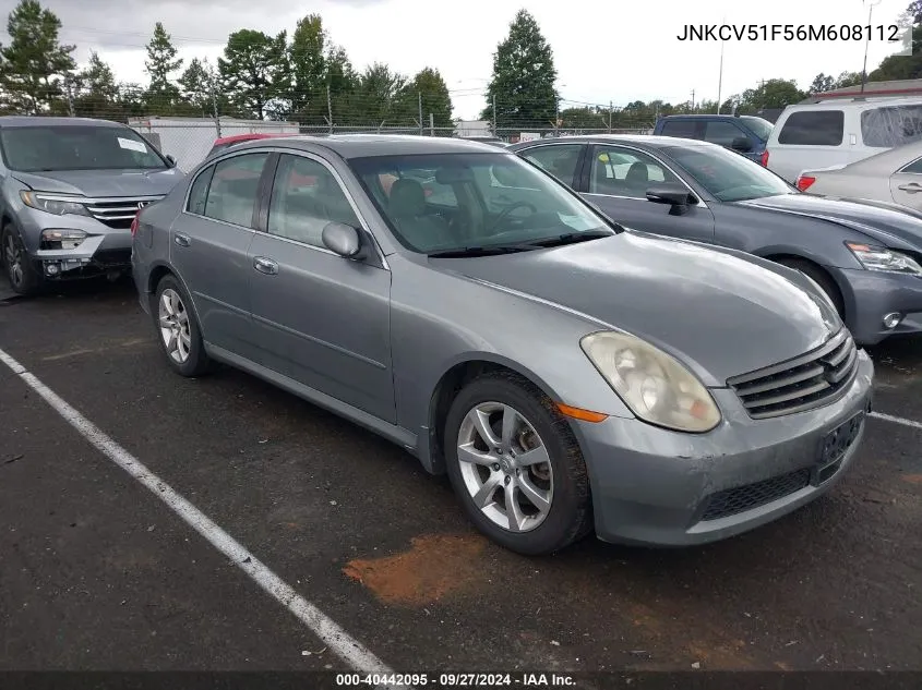 2006 Infiniti G35X VIN: JNKCV51F56M608112 Lot: 40442095