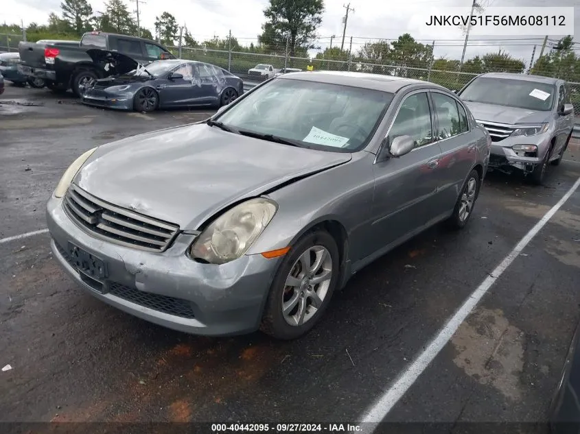 2006 Infiniti G35X VIN: JNKCV51F56M608112 Lot: 40442095