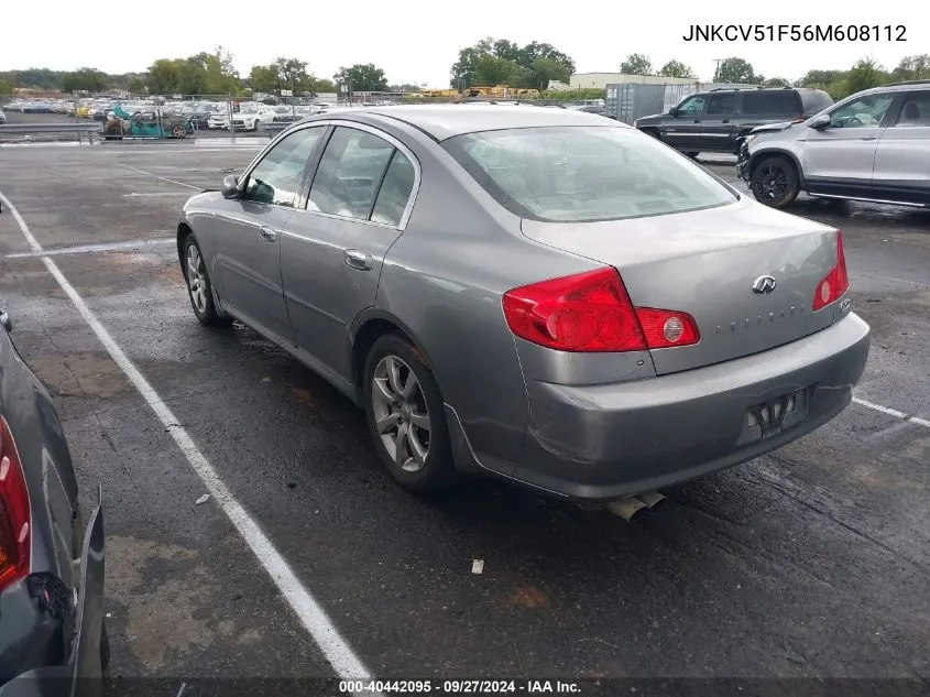 2006 Infiniti G35X VIN: JNKCV51F56M608112 Lot: 40442095