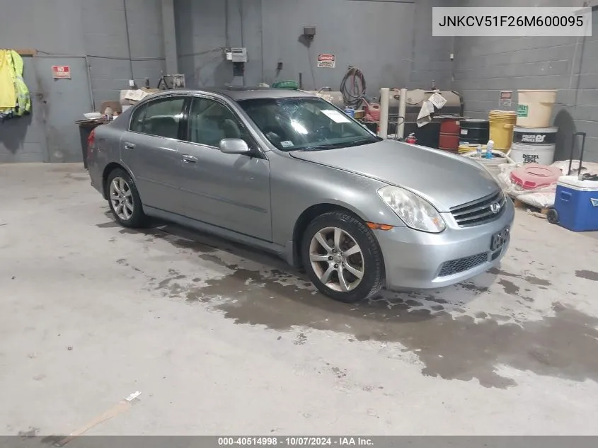 2006 Infiniti G35X VIN: JNKCV51F26M600095 Lot: 40514998