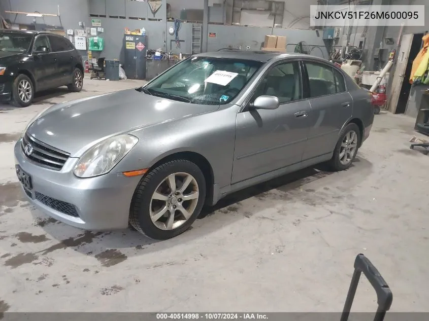 2006 Infiniti G35X VIN: JNKCV51F26M600095 Lot: 40514998