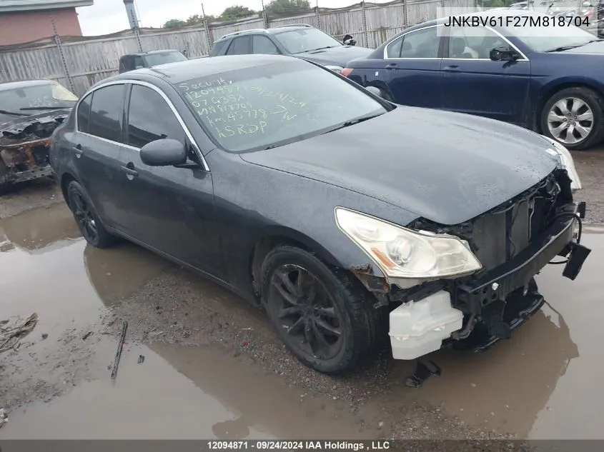 2007 Infiniti G35X VIN: JNKBV61F27M818704 Lot: 12094871