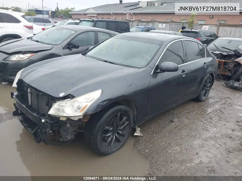 2007 Infiniti G35X VIN: JNKBV61F27M818704 Lot: 12094871