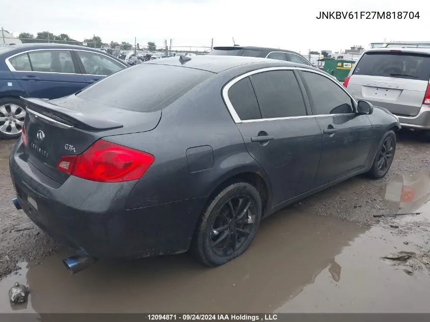 2007 Infiniti G35X VIN: JNKBV61F27M818704 Lot: 12094871