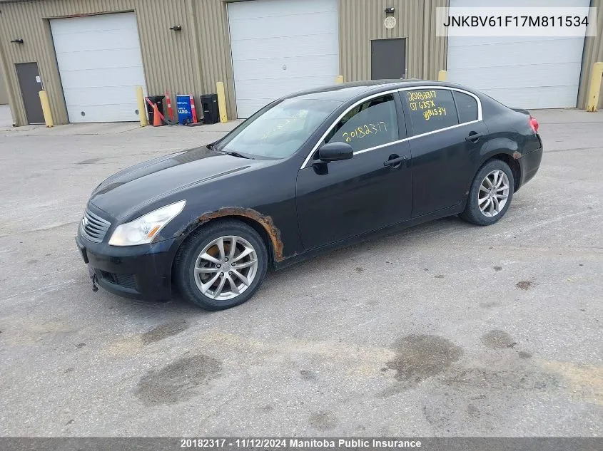 2007 Infiniti G35X Premium VIN: JNKBV61F17M811534 Lot: 20182317