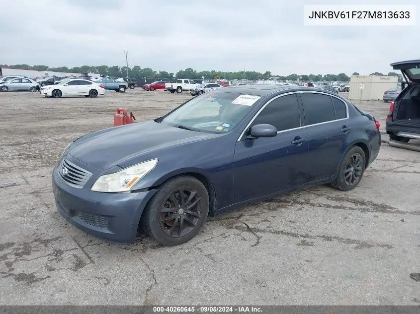 2007 Infiniti G35X VIN: JNKBV61F27M813633 Lot: 40260645