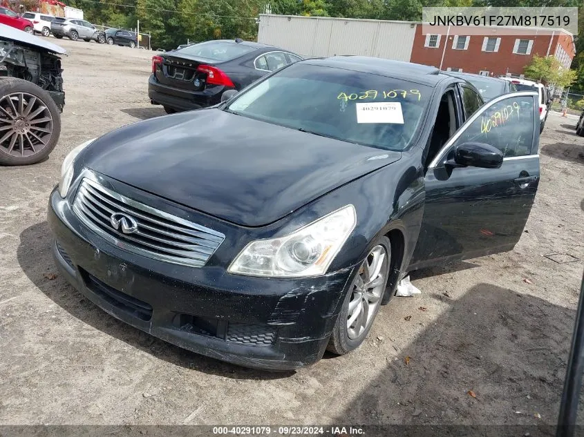 2007 Infiniti G35X VIN: JNKBV61F27M817519 Lot: 40291079