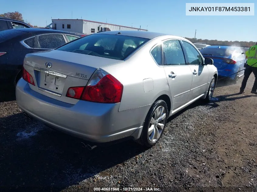 2007 Infiniti M35X VIN: JNKAY01F87M453381 Lot: 40651948