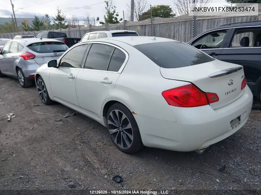 2008 Infiniti G35X VIN: JNKBV61FX8M253474 Lot: 12126025