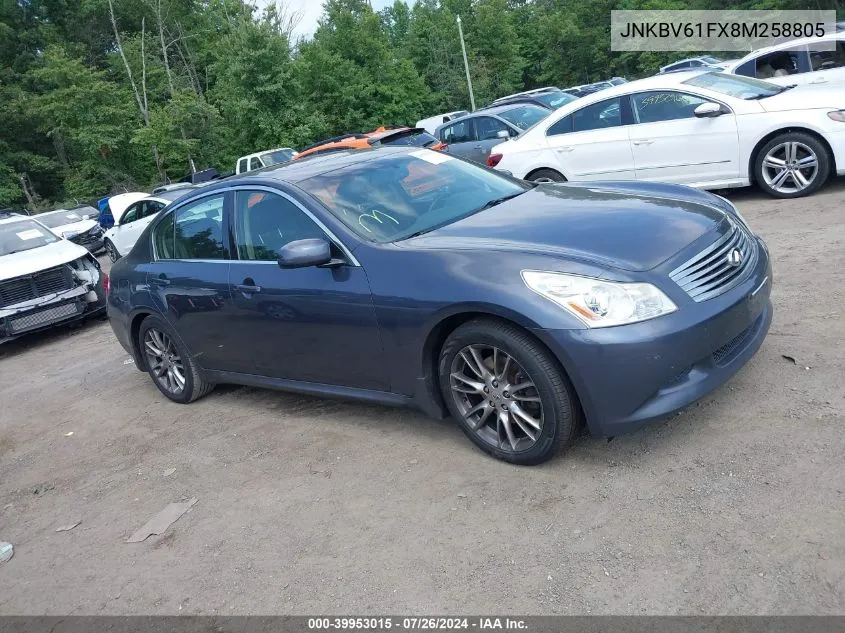 2008 Infiniti G35X VIN: JNKBV61FX8M258805 Lot: 39953015