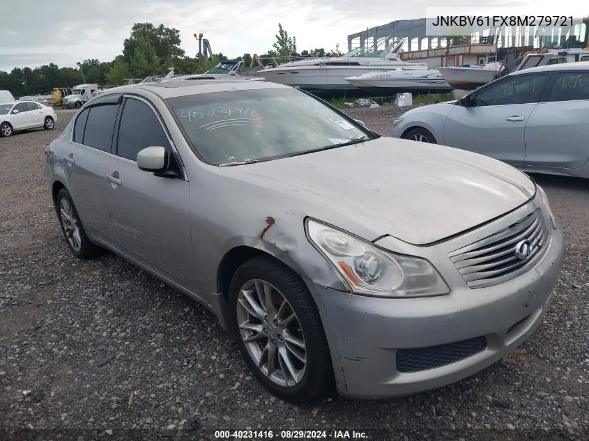 2008 Infiniti G35X VIN: JNKBV61FX8M279721 Lot: 40231416