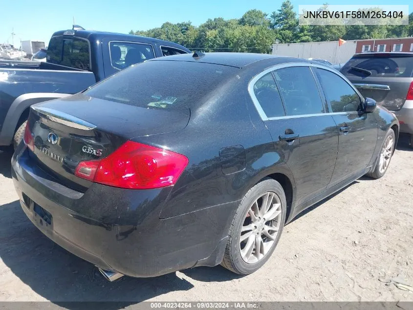 2008 Infiniti G35X VIN: JNKBV61F58M265404 Lot: 40234264