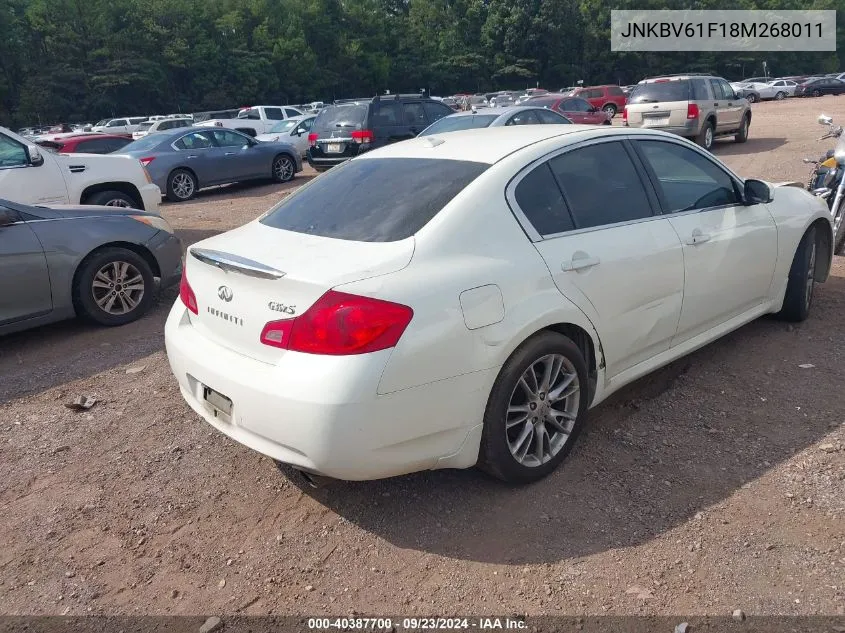 2008 Infiniti G35X VIN: JNKBV61F18M268011 Lot: 40387700