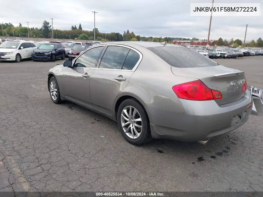 2008 Infiniti G35X VIN: JNKBV61F58M272224 Lot: 40525534