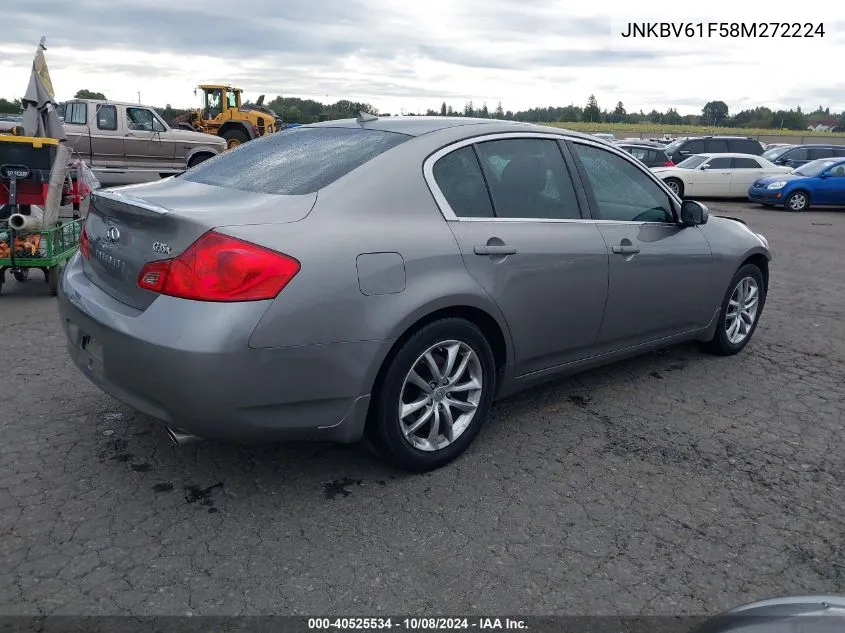 2008 Infiniti G35X VIN: JNKBV61F58M272224 Lot: 40525534