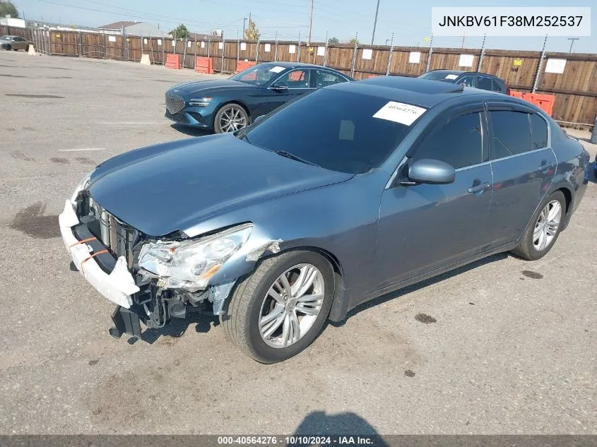 2008 Infiniti G35X VIN: JNKBV61F38M252537 Lot: 40564276