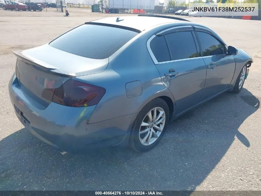 2008 Infiniti G35X VIN: JNKBV61F38M252537 Lot: 40564276