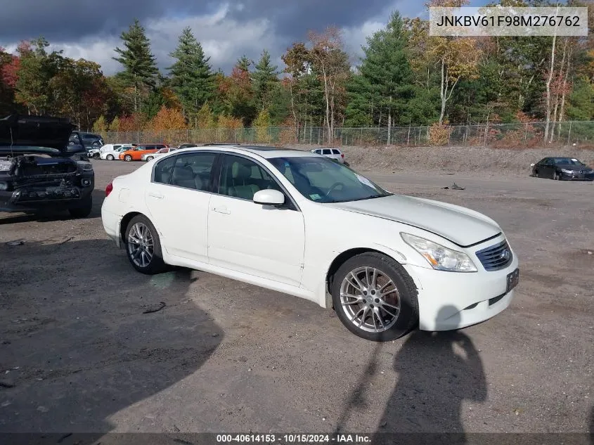 2008 Infiniti G35X VIN: JNKBV61F98M276762 Lot: 40614153