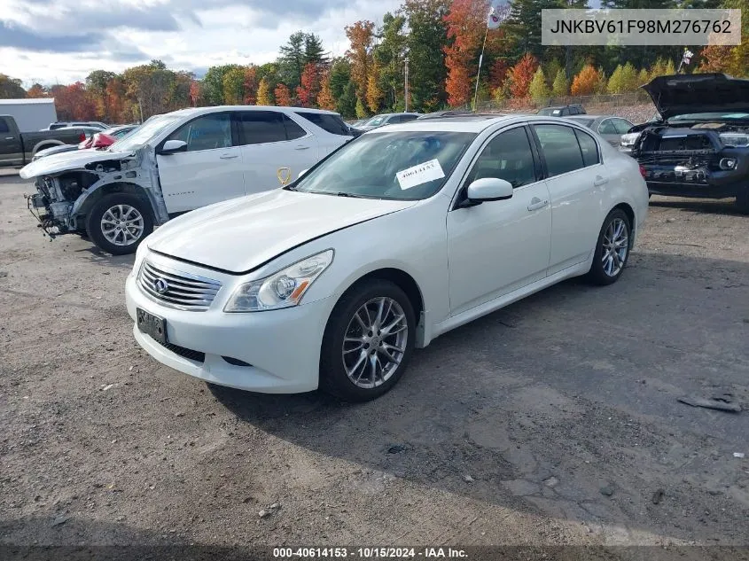 2008 Infiniti G35X VIN: JNKBV61F98M276762 Lot: 40614153