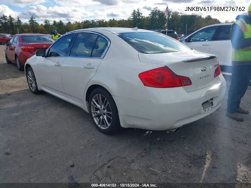 2008 Infiniti G35X VIN: JNKBV61F98M276762 Lot: 40614153