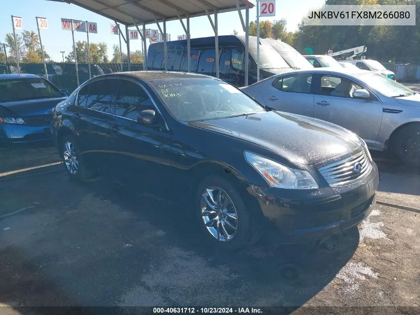 2008 Infiniti G35X VIN: JNKBV61FX8M266080 Lot: 40631712