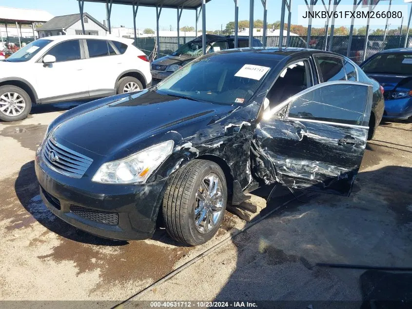 2008 Infiniti G35X VIN: JNKBV61FX8M266080 Lot: 40631712