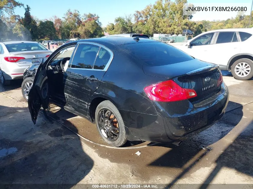 2008 Infiniti G35X VIN: JNKBV61FX8M266080 Lot: 40631712